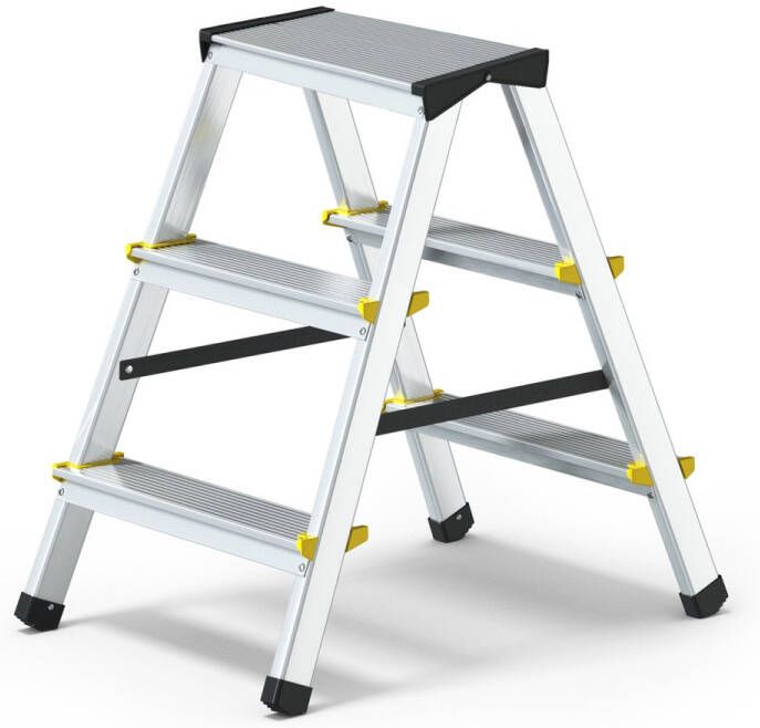 Prohobtools Opstapje Dubbelzijdige aluminium trapladder 2 x 3 treden max 150kg