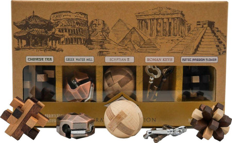 Project Genius Breinbreker Curated Collection 3 Houten en 2 Metalen Puzzels TG026