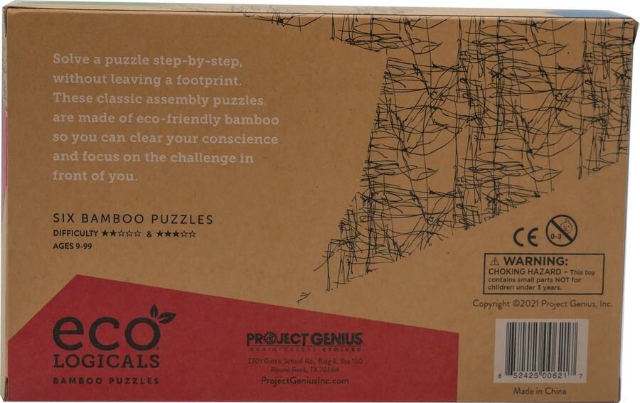 Project Genius Breinbreker Ecological set van 6 Houten Puzzels EC003
