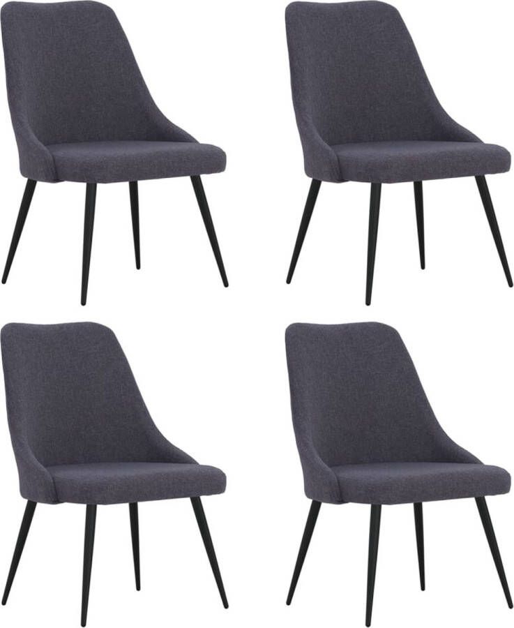 Prolenta Premium Eetkamerstoelen 4 st stof donkergrijs Fauteuil Fauteuils