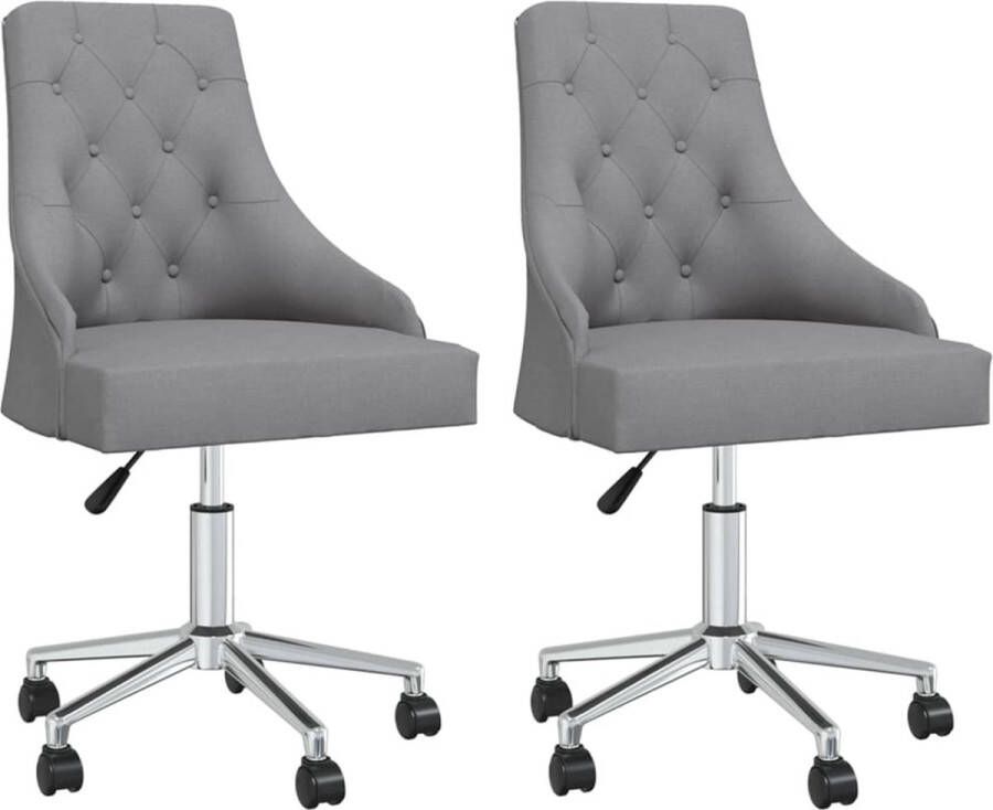 Prolenta Premium Eetkamerstoelen draaibaar 2 st stof lichtgrijs Fauteuil Fauteuils