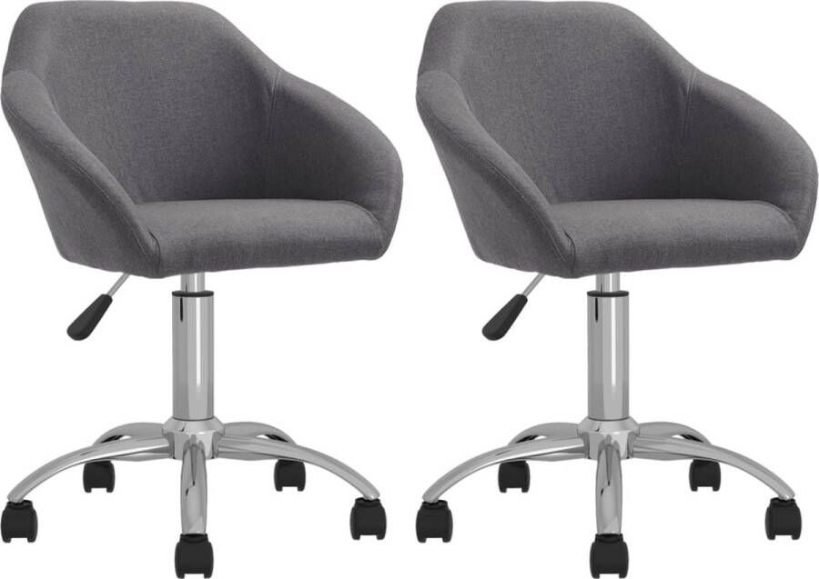 Prolenta Premium Eetkamerstoelen draaibaar 2 st stof lichtgrijs Fauteuil Fauteuils