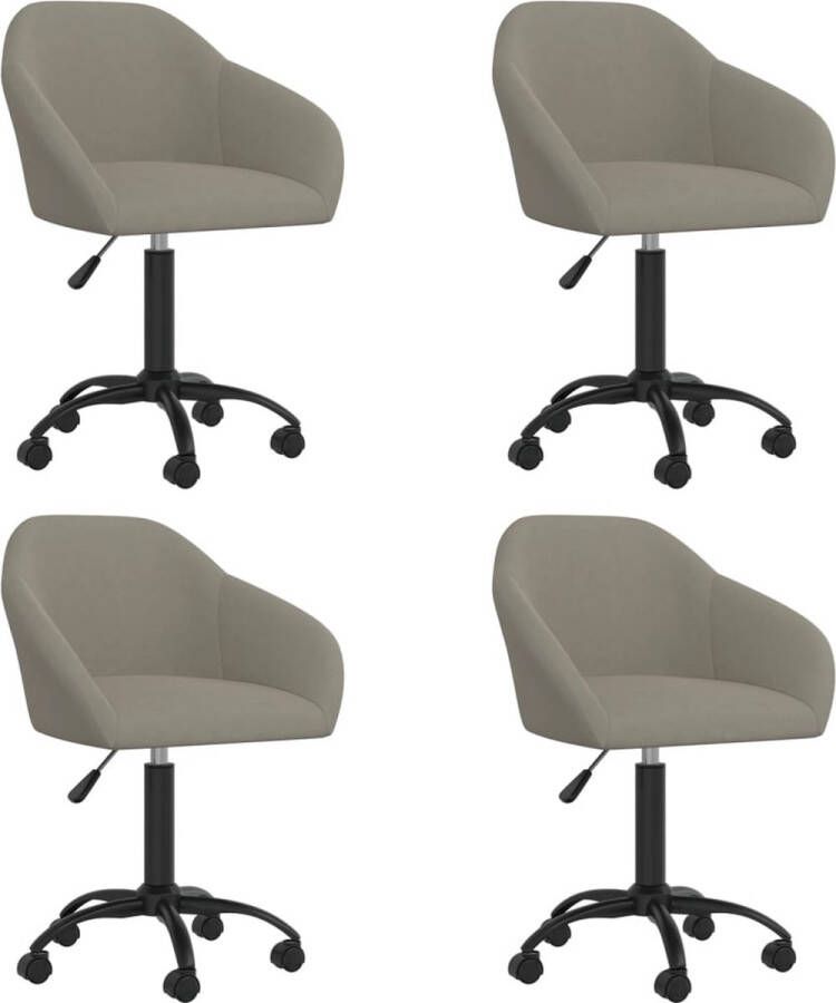 Prolenta Premium Eetkamerstoelen draaibaar 4 st fluweel lichtgrijs Fauteuil Fauteuils