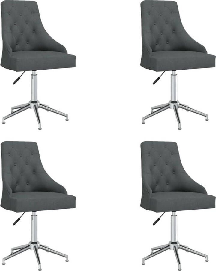 Prolenta Premium Eetkamerstoelen draaibaar 4 st stof donkergrijs Fauteuil Fauteuils