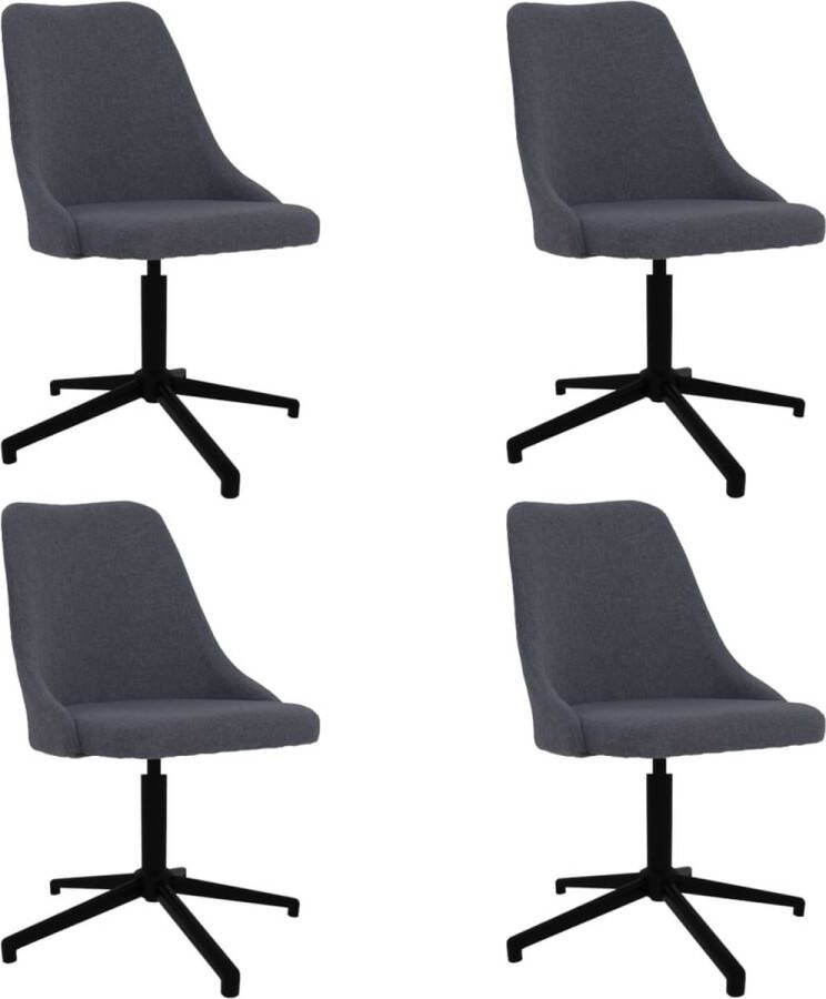 Prolenta Premium Eetkamerstoelen draaibaar 4 st stof donkergrijs Fauteuil Fauteuils