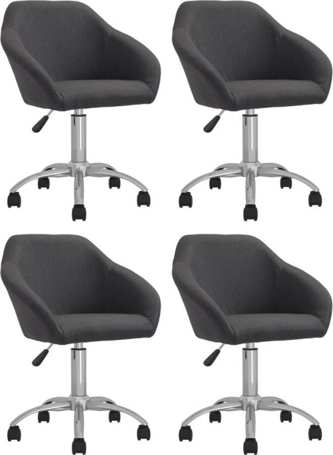 Prolenta Premium Eetkamerstoelen draaibaar 4 st stof donkergrijs Fauteuil Fauteuils