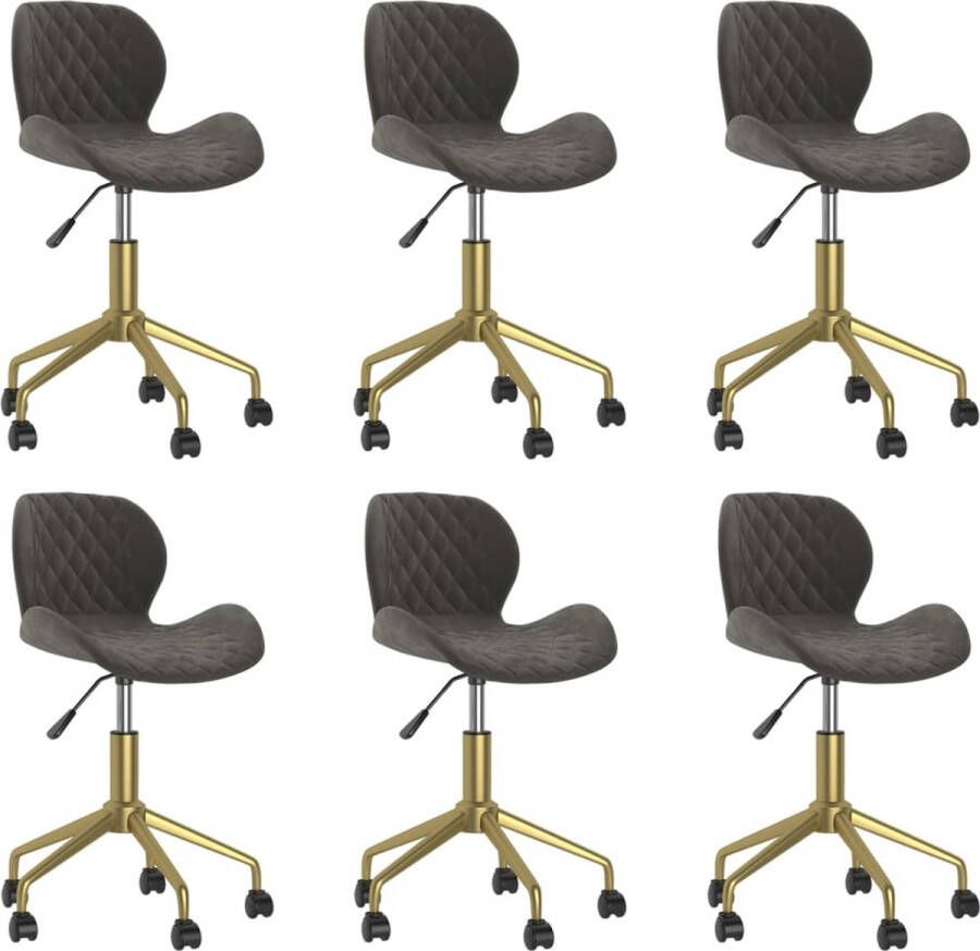 Prolenta Premium Eetkamerstoelen draaibaar 6 st fluweel donkergrijs Fauteuil Fauteuils