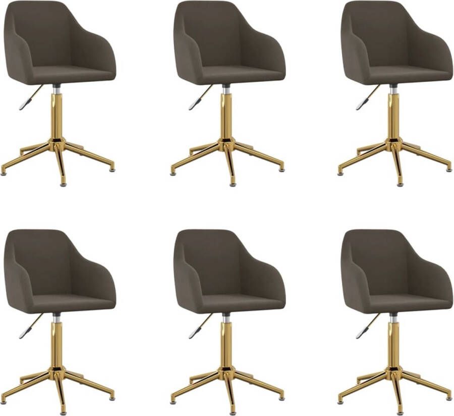 Prolenta Premium Eetkamerstoelen draaibaar 6 st fluweel donkergrijs Fauteuil Fauteuils