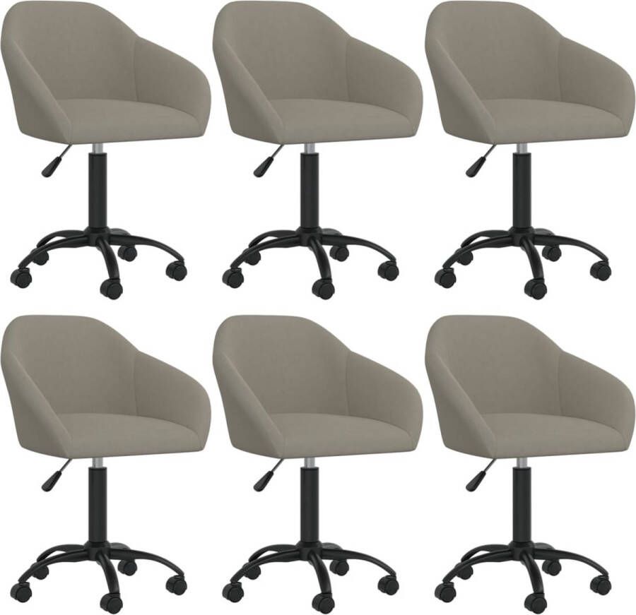 Prolenta Premium Eetkamerstoelen draaibaar 6 st fluweel lichtgrijs Fauteuil Fauteuils