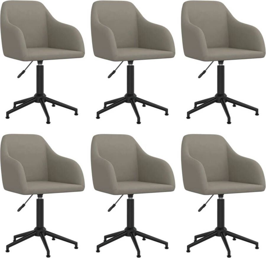 Prolenta Premium Eetkamerstoelen draaibaar 6 st fluweel lichtgrijs Fauteuil Fauteuils