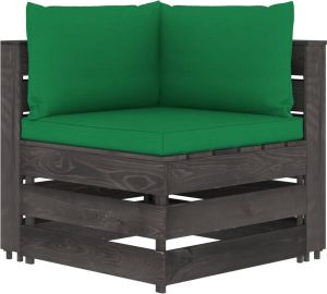 Prolenta Premium Hoekbank sectioneel met kussens grijs geïmpregneerd hout Huis en Tuin