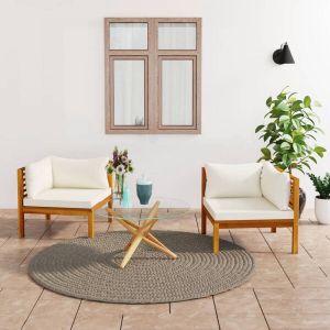 Prolenta Premium Hoekbanken 2 st met crèmewitte kussens massief acaciahout Huis en Tuin