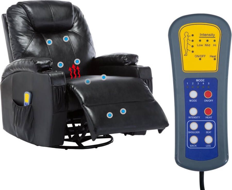 Vida XL vidaXL Massagestoel schommelend kunstleer zwart-VXL-246635