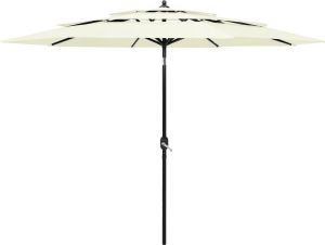 Prolenta Premium Parasol 3-laags met aluminium paal 3 m zandkleurig Parasol Parasols Parasolvoet
