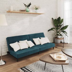 Prolenta Premium Slaapbank 2-zits fluweel blauw Huis en Tuin