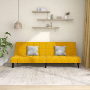 Prolenta Premium Slaapbank 2-zits fluweel geel Huis en Tuin