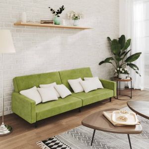 Prolenta Premium Slaapbank 2-zits fluweel lichtgroen Huis en Tuin