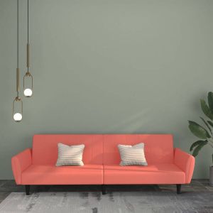 Prolenta Premium Slaapbank 2-zits fluweel roze Huis en Tuin