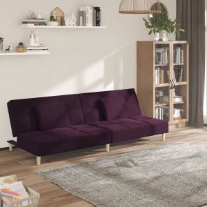 Prolenta Premium Slaapbank 2-zits met 2 kussens stof paars Huis en Tuin