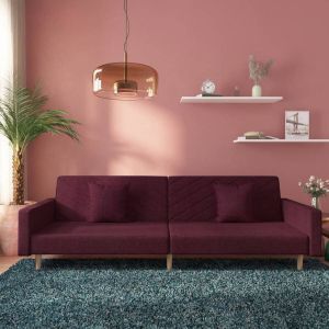 Prolenta Premium Slaapbank 2-zits met 2 kussens stof paars Huis en Tuin