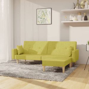Prolenta Premium Slaapbank 2-zits met voetenbank stof groen Huis en Tuin