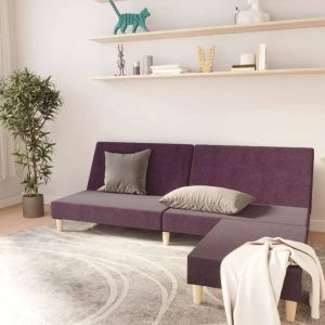 Prolenta Premium Slaapbank 2-zits met voetenbank stof paars Huis en Tuin