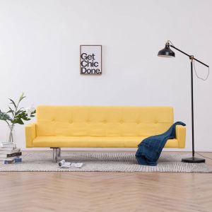 Prolenta Premium Slaapbank met armleuning polyester geel Huis en Tuin