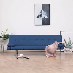 Prolenta Premium Slaapbank met twee kussens polyester blauw Huis en Tuin
