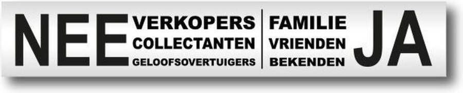 Nee Ja brievenbus sticker aluminium Nee Verkopers Ja Familie Zwarte tekst Promessa-Design