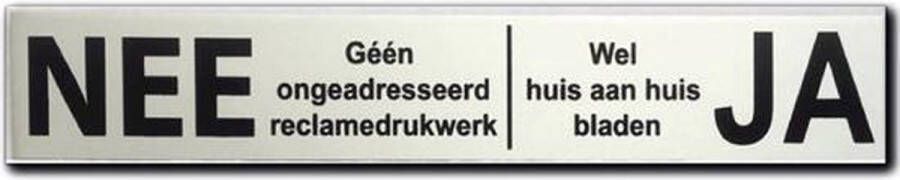 NEE JA sticker brievenbus Aluminium Zwart Klein Formaat LET OP 100 mm x 18 mm x 0 5 mm Promessa-Design