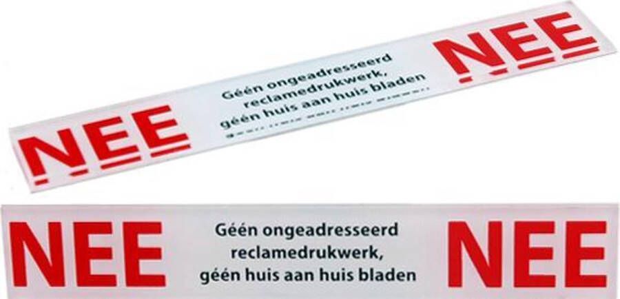 Promessa-Design NEE sticker brievenbus Glashelder Acrylaat -150 mm x 25 mm x 3 mm