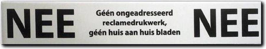 NEE Sticker Brievenbus sticker nee aluminium zwart 150 mm x 25 mm x 0 5 mm Promessa-Design