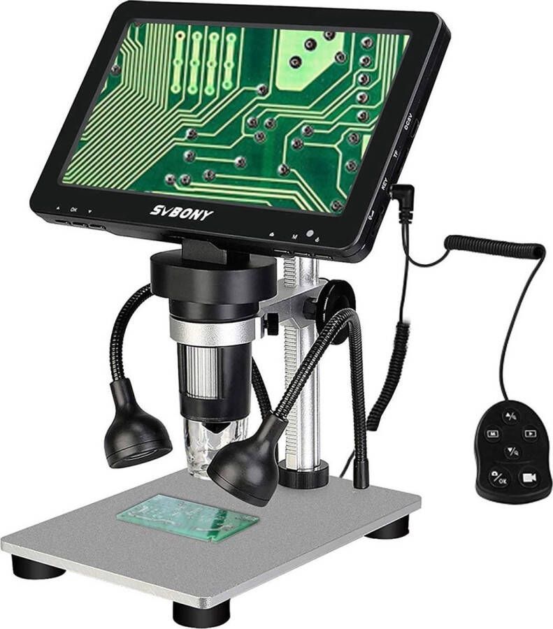 ::Pro:.Neewer Digitale Microscoop met 1-1200X Vergroting 7 Inch LCD Scherm 12MP 1080P Video Led Licht Oplaadbaar Elektronische Microscoop met Metalen Standaard voor Muntverzameling en Pcb Solderen X01NSK5