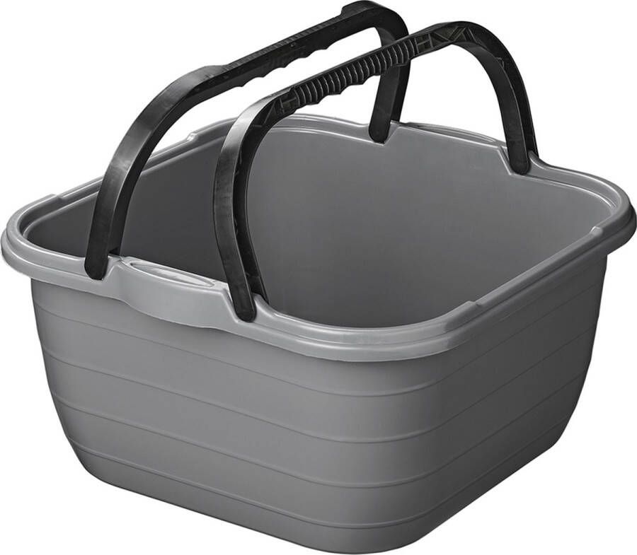 ProPlus Emmer 13 liter Afwasemmer Afwasteil Afwasbak Transport Emmer Huishoudemmer Poetsemmer Draagcomfort Makkelijk onderhouden Met Handvaten Vierkant 35 x 35 x 18 cm Grijs