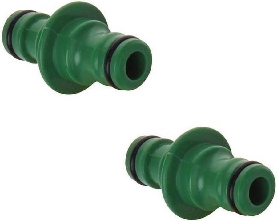 Pro Plus Set van 2x stuks tuinslangkoppelingen groen 5 cm Waterslangkoppeling Slangkoppeling Slangaansluiting Tuinslangkoppelstuk Koppeling