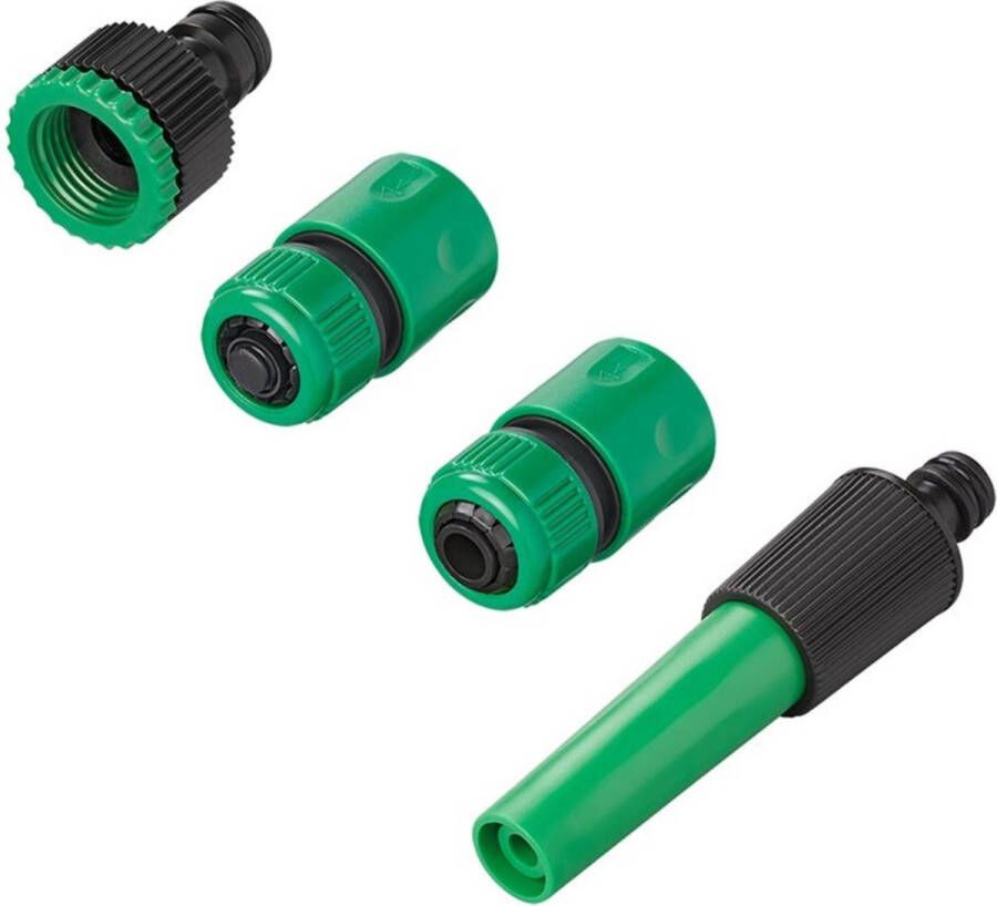 Pro Plus Tuinspuit Inclusief Slangkoppelingen en Spuitpistool voor 1 2 inch Tuinslangen Groen Universeel 4 delig