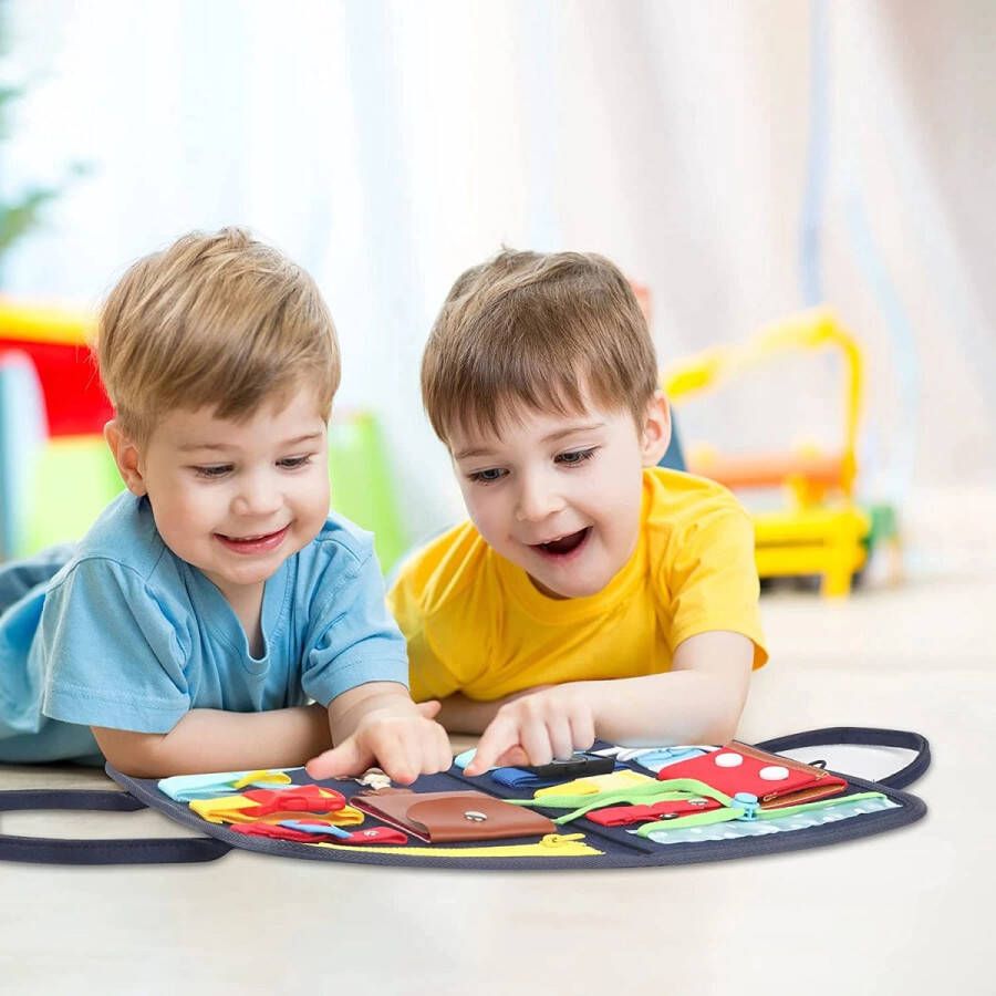 ProSin Busy Board Educational Toys -Basisvaardigheidsbord Montessori Motoriek Speelgoed Leerspeelgoed Leren Ontwikkeling Veter Strikken Knopen Leggen Educatieve Spellen Ik Leer Leerzaam Speelgoed