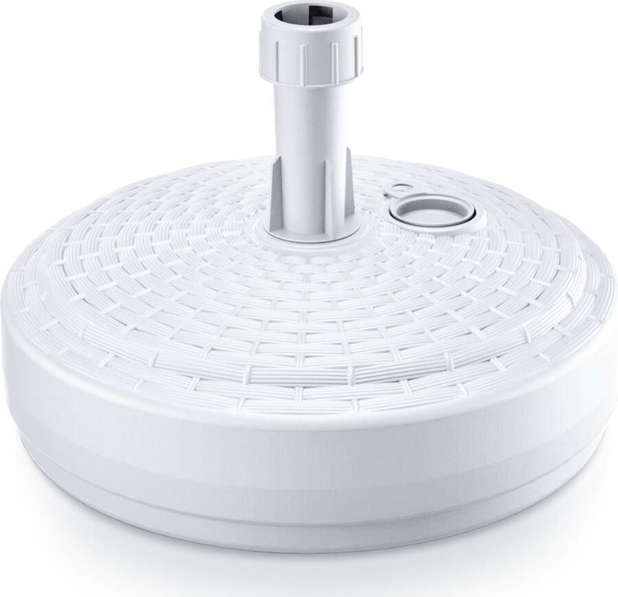 Prosperplast 1x Stuks ronde rotan kunststof parasolvoeten wit 10 liter diameter 39 cm