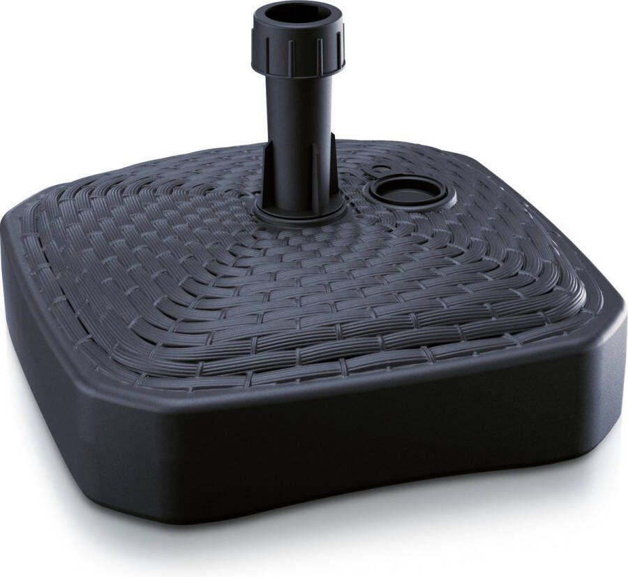 Prosperplast 1x Stuks vierkante rotan kunststof parasolvoeten antraciet 12 liter breedte 39 cm