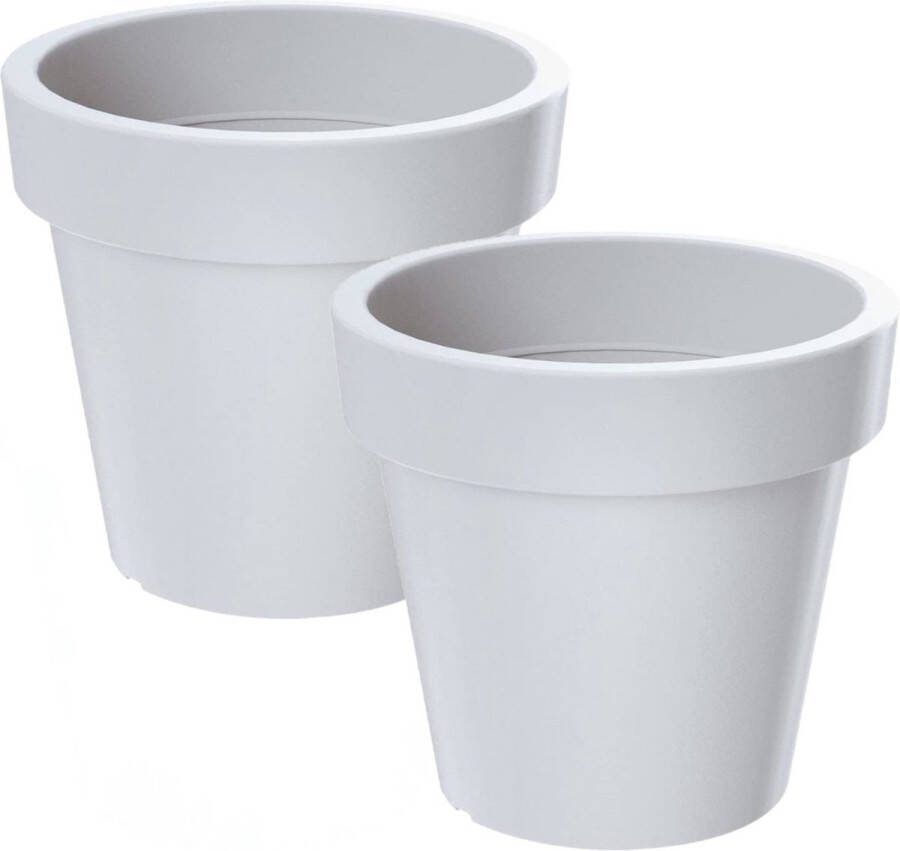 Prosperplast 2x Kunststof bloempotten 35 cm wit Bloempotten plantenpotten voor binnen en buiten