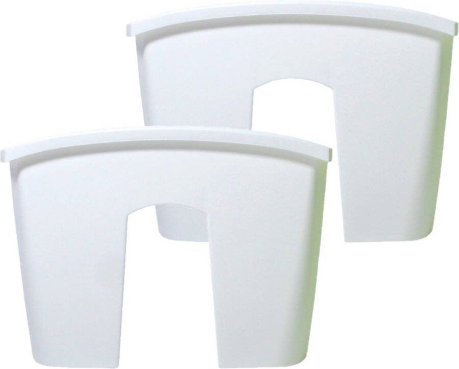 Prosperplast 2x Stuks Balkon Railing Opzet Plantenbakken bloembakken Kunststof 39 X 28 X 20 Cm Parel Wit Kleur Plantenpotten