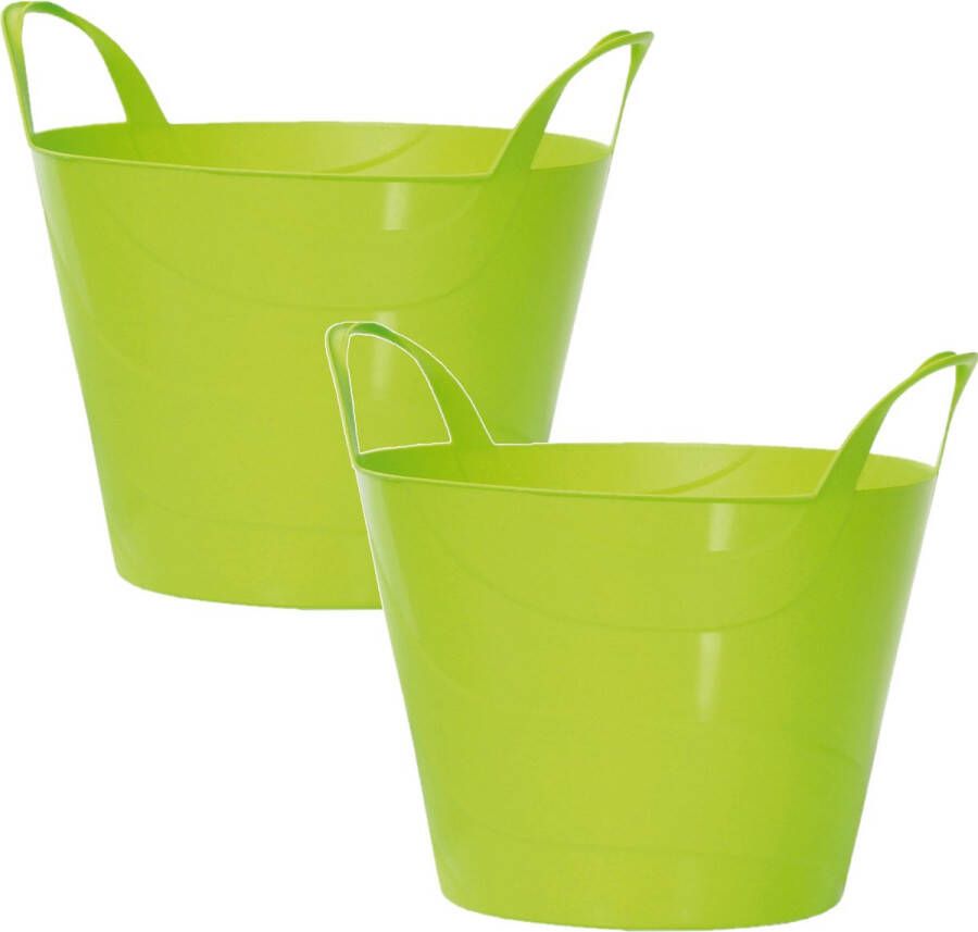 Merkloos Sans marque 2x Stuks flexibele emmer wasmand kuip groen 15 liter Opbergmanden Wasmanden Flexibele emmers