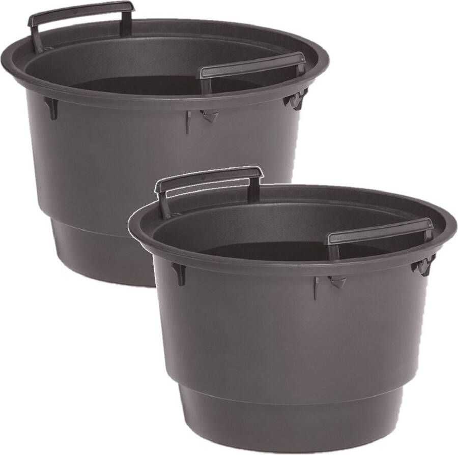 Prosperplast 2x Stuks kunststof binnenpotten inzetbakken met handvat voor bloempotten plantenpotten 8 liter