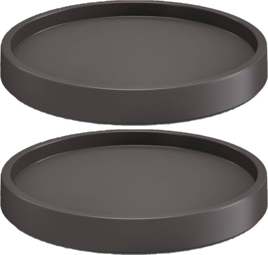 Prosperplast 2x Stuks plantenonderzetters multirollers rond antraciet kunststof 45 cm Trolleys voor kamerplanten