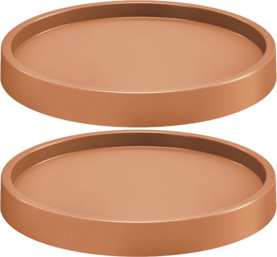 Prosperplast 2x Stuks plantenonderzetters multirollers rond terracotta kunststof 30 cm Trolleys voor kamerplanten