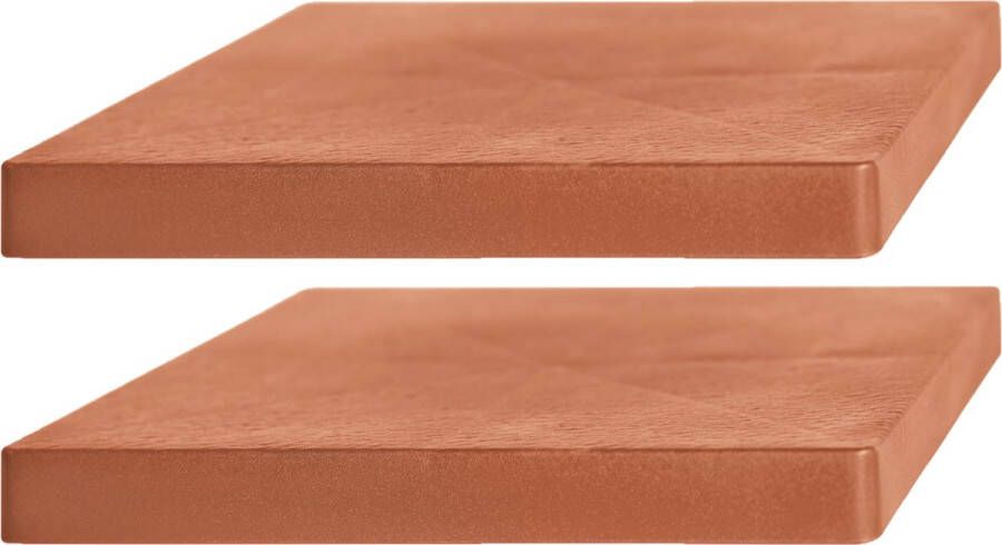 Prosperplast 2x Stuks plantenonderzetters multirollers vierkant terracotta kunststof 30 cm Trolleys voor kamerplanten