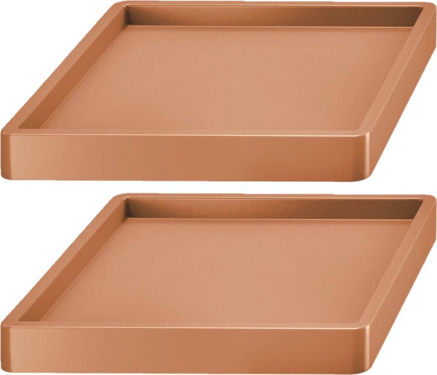 Prosperplast 2x Stuks plantenonderzetters multirollers vierkant terracotta kunststof 30 cm Trolleys voor kamerplanten