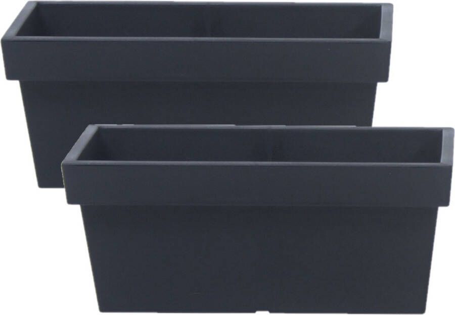 Prosperplast 2x Stuks Stevige Terras balkon Plantenbakken bloembakken Kunststof 38 X 18 X 16 Cm Antraciet Grijs Plantenpotten