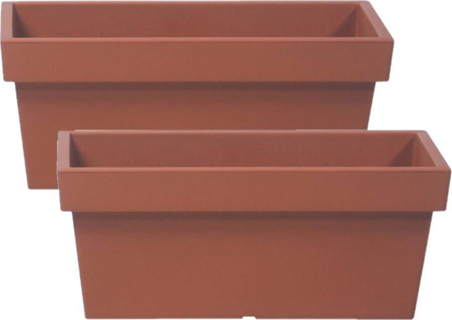 Prosperplast 2x Stuks Stevige Terras balkon Plantenbakken bloembakken Kunststof 38 X 18 X 16 Cm Terra Cotta Plantenpotten