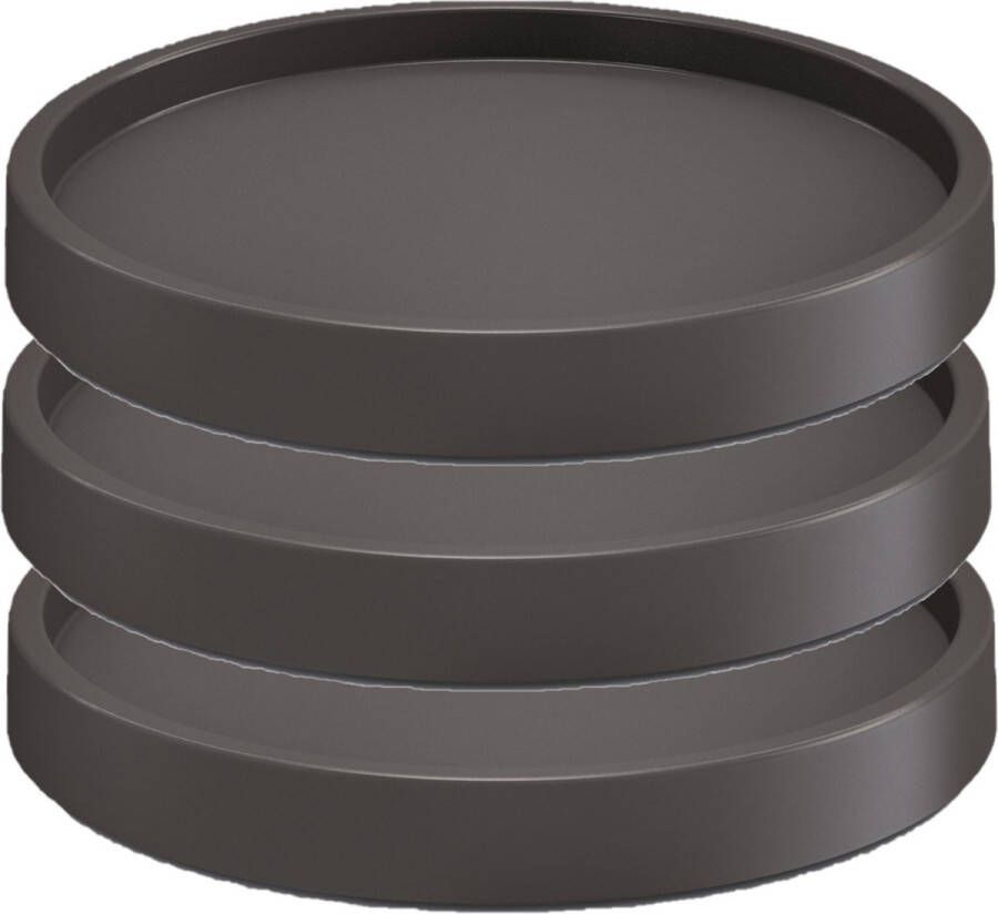Prosperplast 3x stuks plantenonderzetter multiroller rond antraciet kunststof 35 cm Trolleys voor kamerplanten
